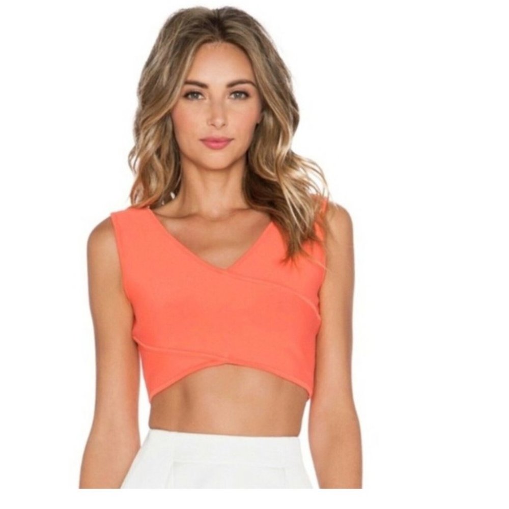 BCBG Maxazria Janell Crisscross Crop‎ Top AMBROSIA